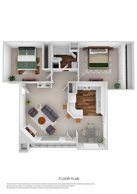 Park Place Apartments B2 2x1 820sqft Floorplan